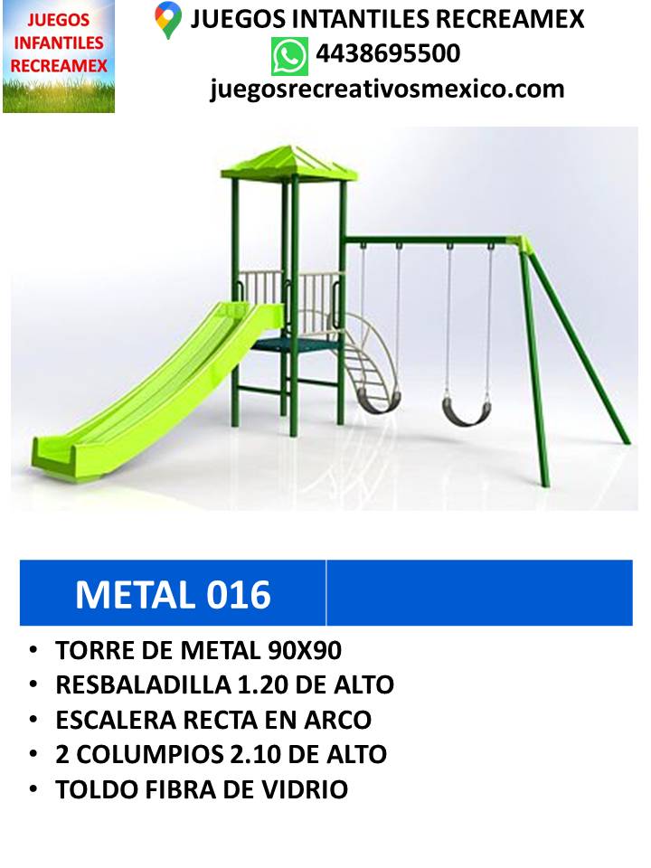 modulo de metal con columpio, resbaladillas ideal para parques
